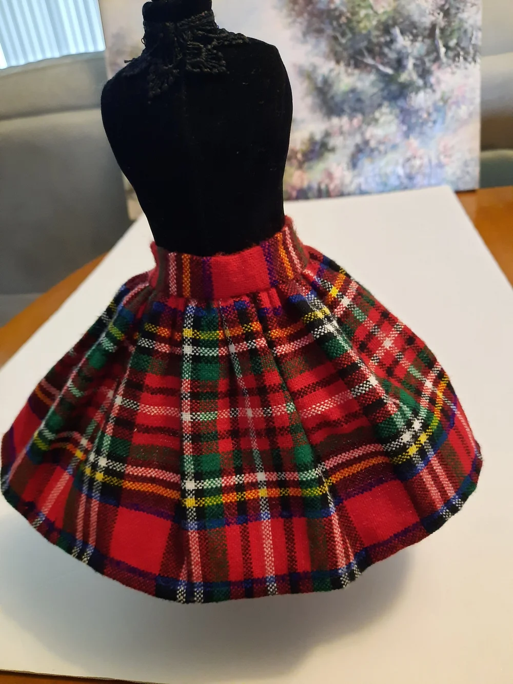 Red Plaid Doll Circle Skirt -